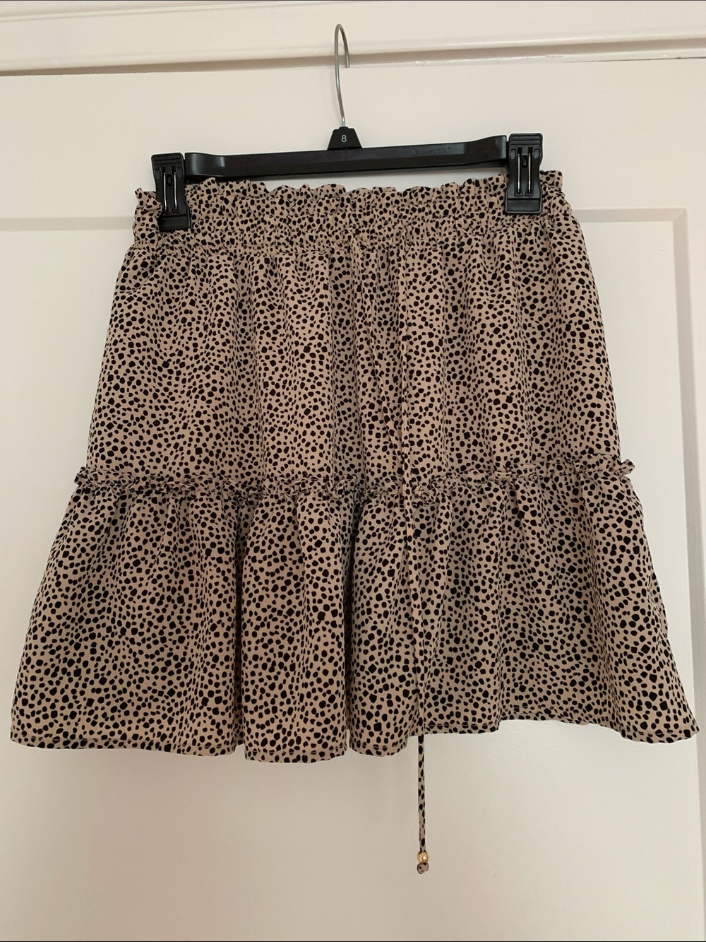Crescent Beige and Black Spotted Tiered Skirt